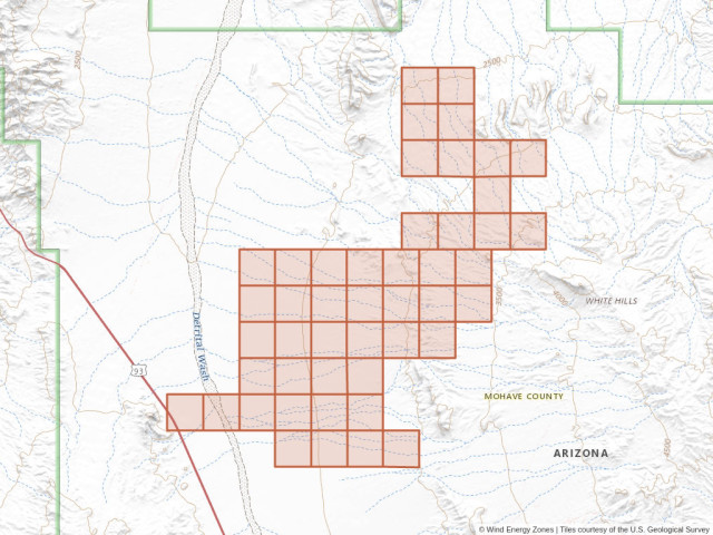 White Hills Az Map White Hills Wind Energy Right Of Way' | 109 Acres In Mohave, Ariz. |  Established In 2018 | Nextera Energy Renewables Holdings Llc Et Al. | 'Aza  032315Ab' | Wind Energy Zones™
